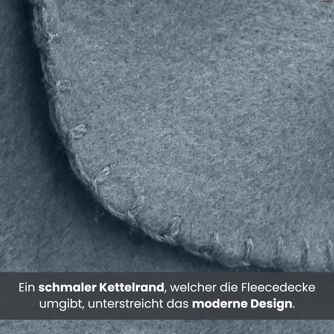 wometo 10er Vorteilspack Fleecedecke130x160 ca. 400g mit Anti-Pilling und Kettelrand grau,