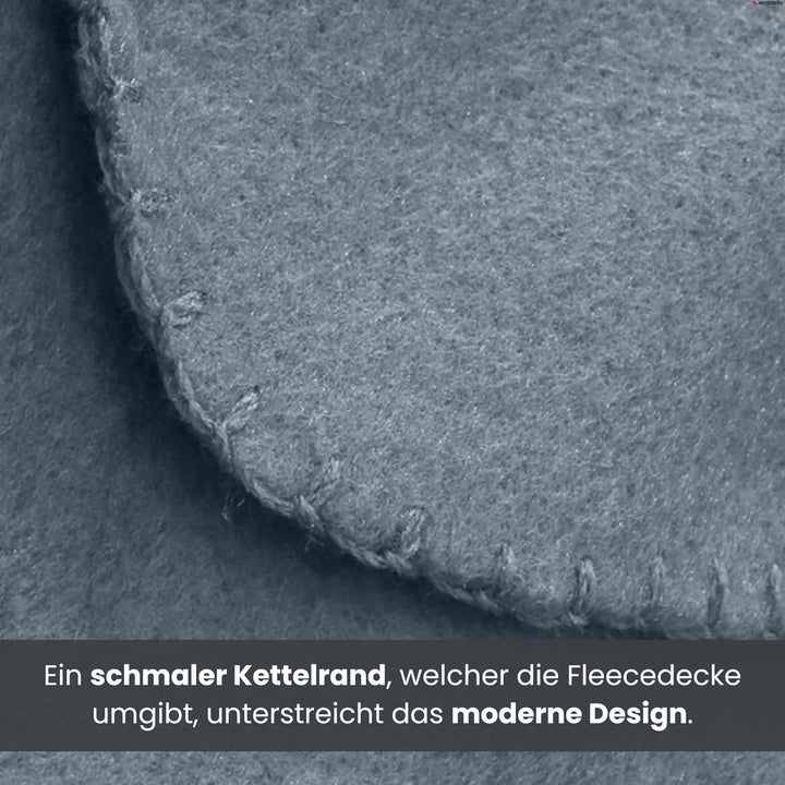 wometo 10er Vorteilspack Fleecedecke130x160 ca. 400g mit Anti-Pilling und Kettelrand grau,