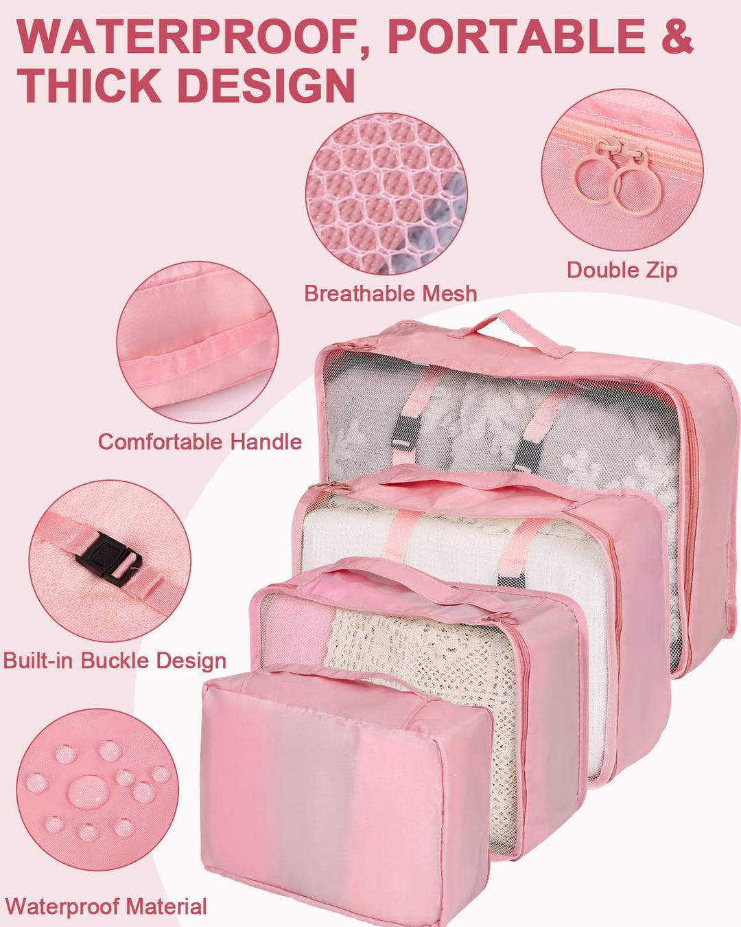 Aufbewahrungsbeutel für Kleidung, Schuhe, Kosmetik, 10 Stück (Rosa)