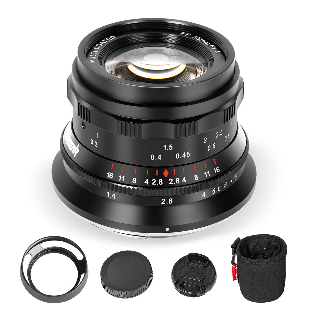 PERGEAR 35mm F1.4 Vollformat-Objektiv mit manuellem Fokus, kompatibel mit Sony E-Mount-Kameras A7RII