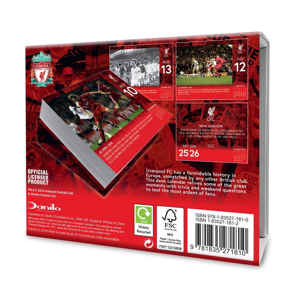 Liverpool FC 2025: Original Danilo-Tagesabreisskalender [Kalendar], Kalender