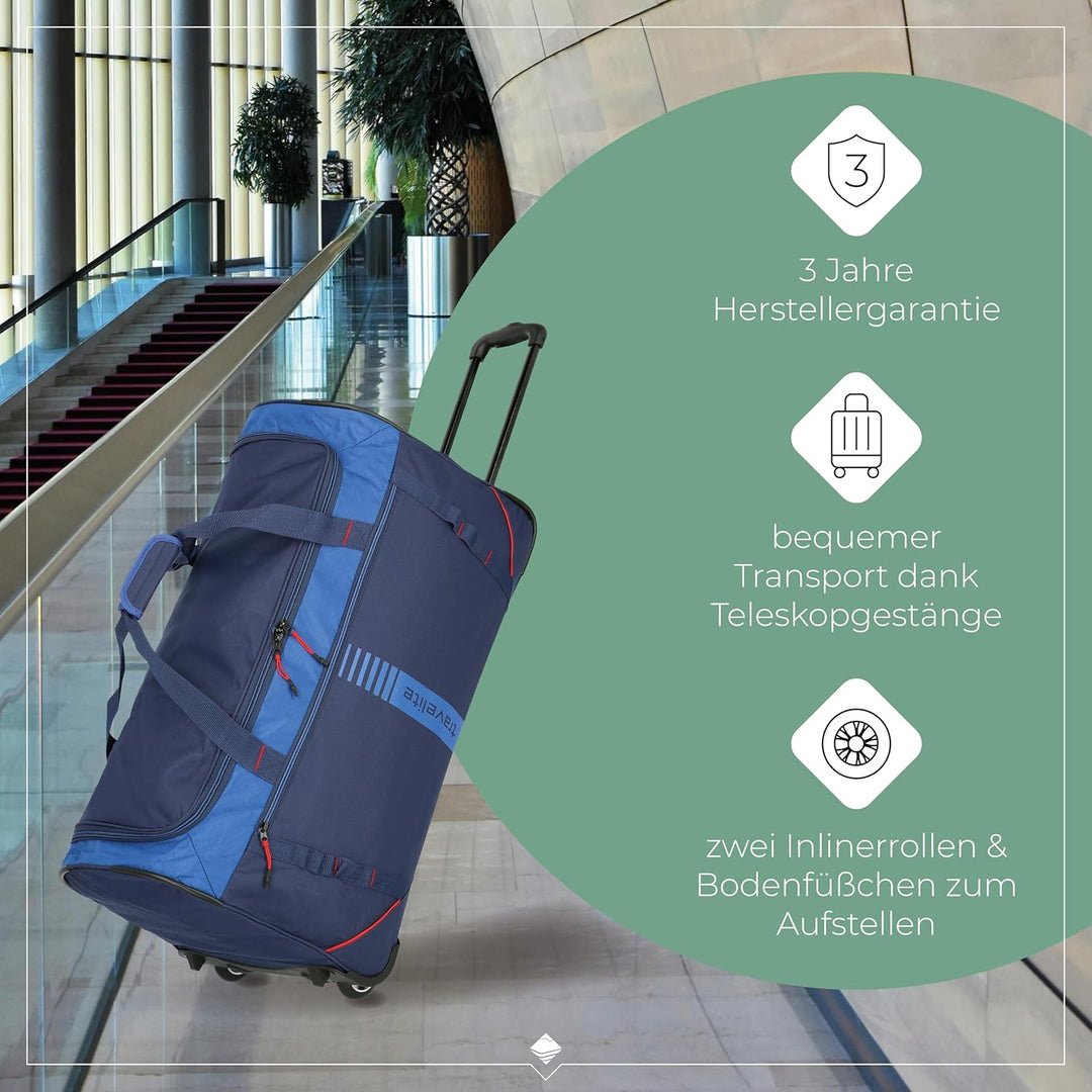 travelite 2-Rad Trolley Grösse L, Gepäck Serie BASICS ACTIVE: Weichgepäck Reisetasche mit Rollen im