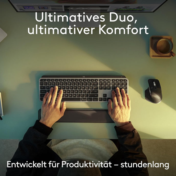 Logitech MX Keys S Combo for Mac, kabellose Tastatur/Maus mit Handballenauflage, beleuchtete Tastatu