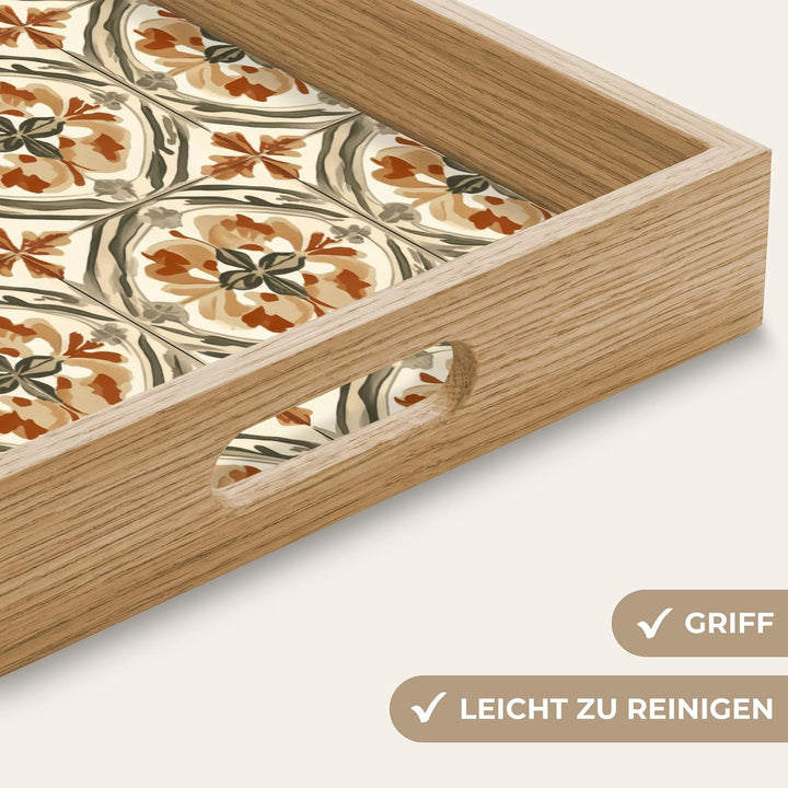 Holztablett Rechteckig 50x35 cm Küchentablett Servier Tablett Eiche Serviertablett Holz Servierplatt