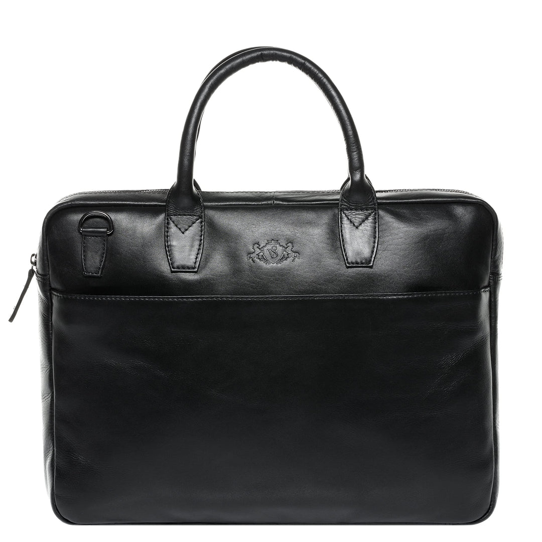 SID & VAIN Laptoptasche schmal BOSTON aus Premium Leder I Business-Tasche gross für Herren und Damen