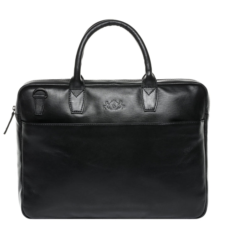 SID & VAIN Laptoptasche schmal BOSTON aus Premium Leder I Business-Tasche gross für Herren und Damen