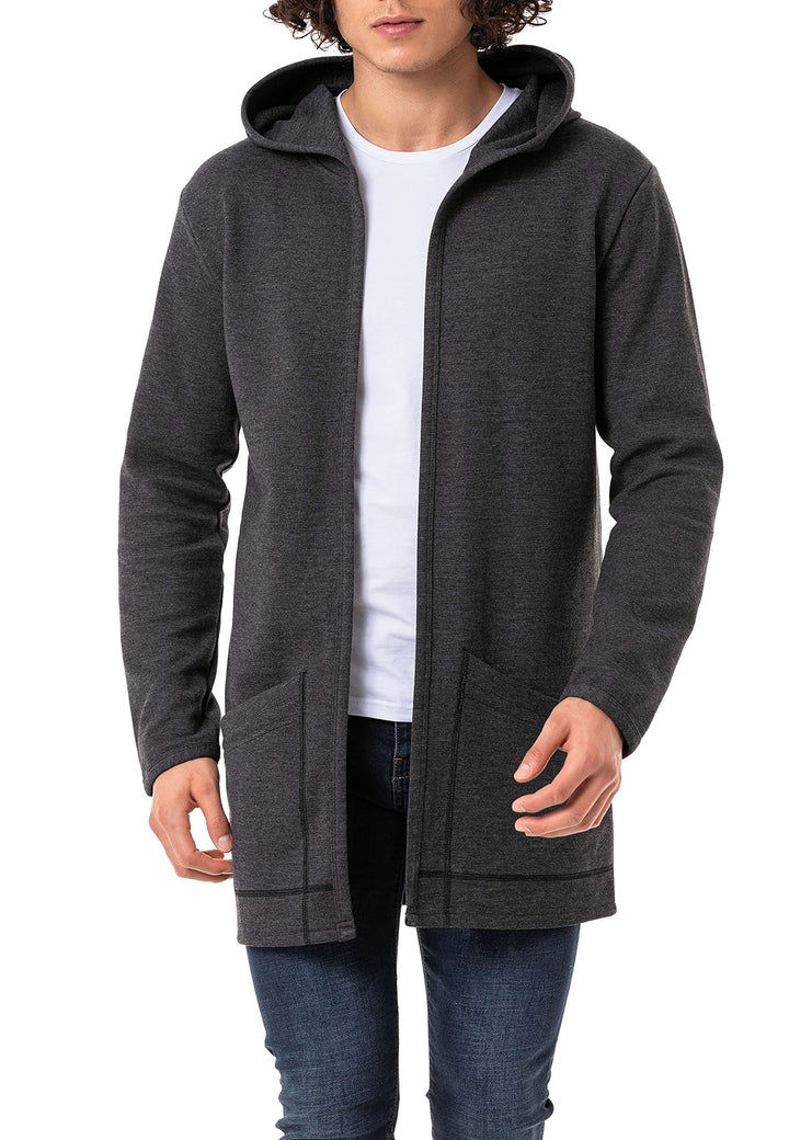 Redbridge Langer Kapuzen-Cardigan Bequemer offener Hoodie für Freizeit und Alltag, Anthrazit