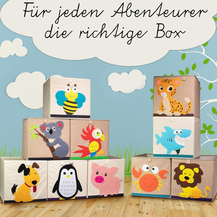 Aufbewahrungsbox im 2er Set Tiger und Koala I Doppelpack Spielzeugbox mit Tiermotiv passend für Würf