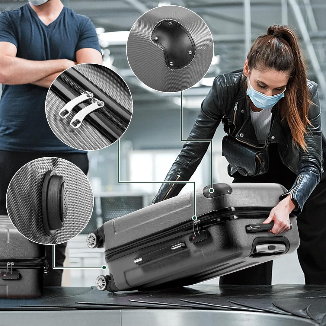LALAHO Kofferset 3/4 teilig, Reisekoffer Set mit Kosmetikkoffer, Hartschalen Koffer Set aus ABS, Gep