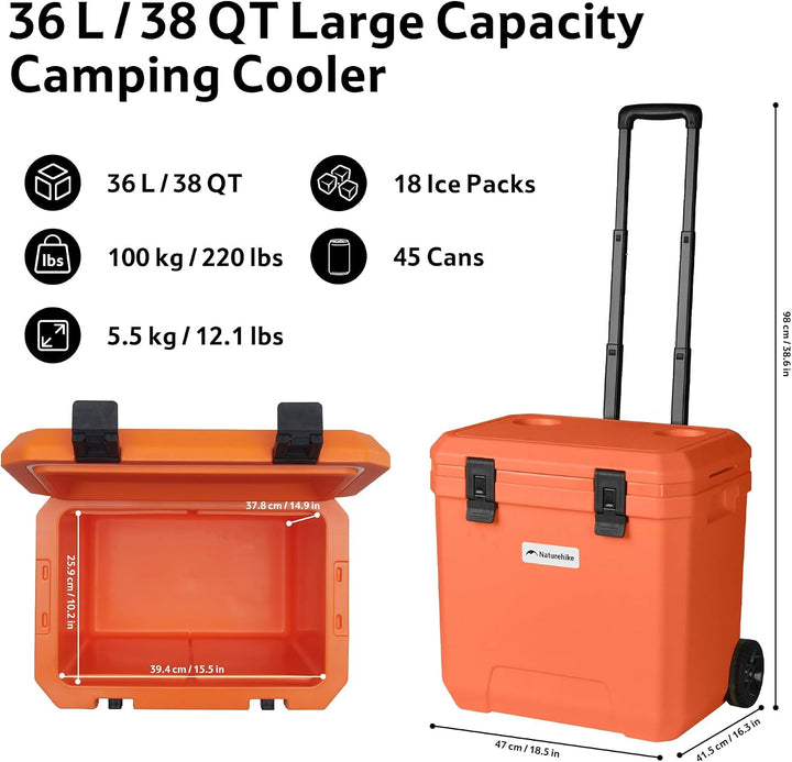 Naturehike Kühlbox 17 Liter/24 Liter/36 Liter Thermobox hochwertige PU Isolierbox 48 Std. Kühlleistu