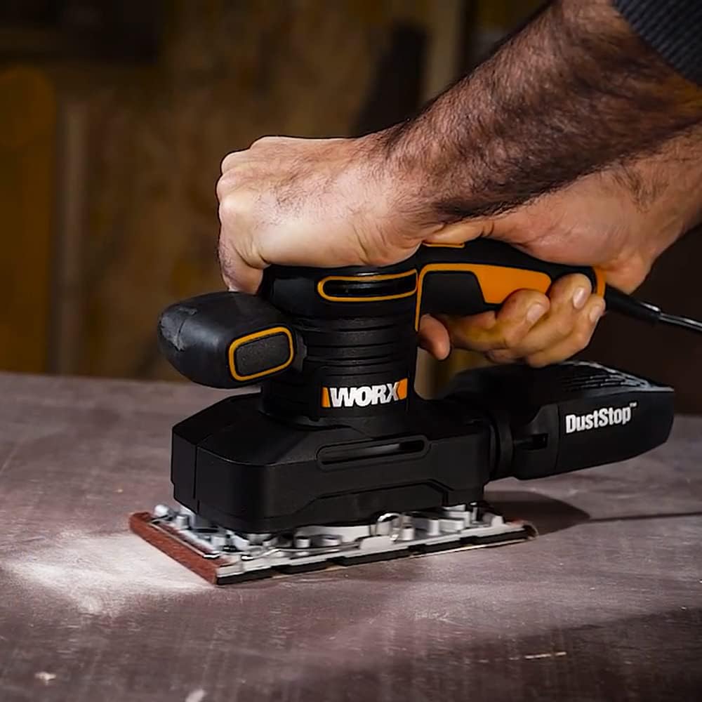 WORX WX641 Schwingschleifer 250 W – Handlicher Schleifer mit DUSTSTOP Mikrofilter für ein sauberes A