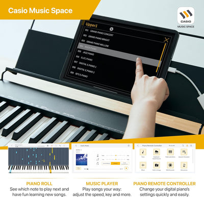 Casio CDP-S110BK Digitalpiano mit 88 gewichteten Tasten, schwarz Schwarz Single, Schwarz Single
