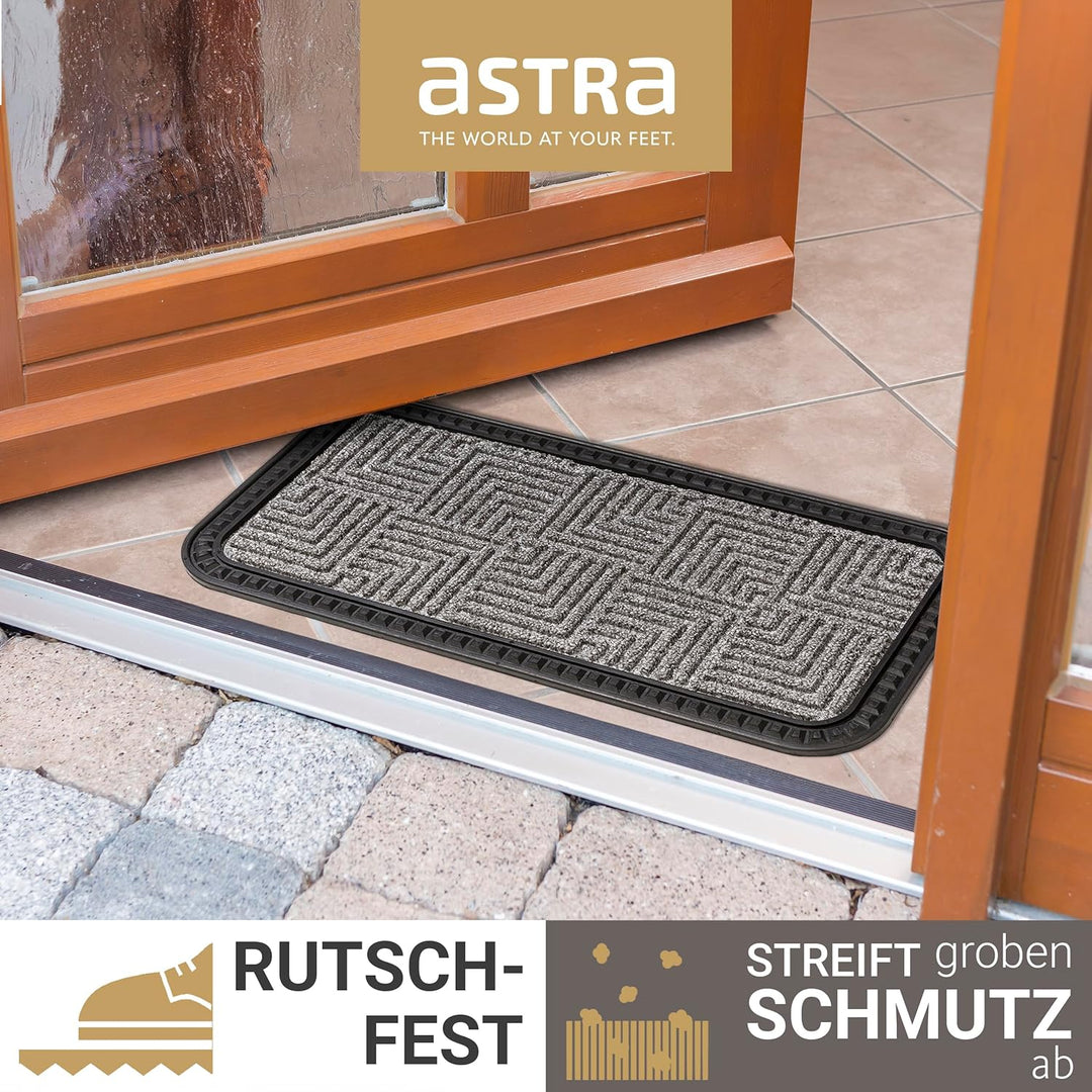 Astra Fussmatte Aussen & Innen - 3er Set 25x60 cm Silber Muster - Sauberlauf Türmatte rutschfest - S