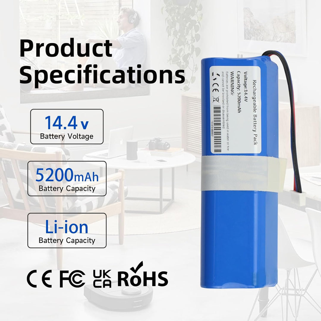 5200mAh S10-LI-144-5200 Staubsauger Akku für Ecovacs Deebot T5 T8 T8+ T8 Aivi T9 T9+ Ozmo 950 T9 T10