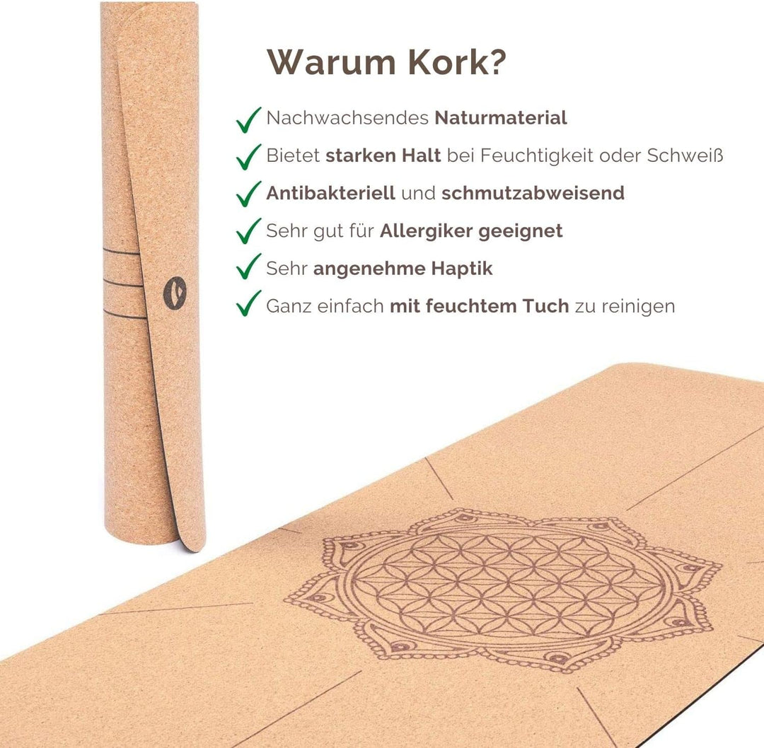 bodhi Yogamatte Kork | 4 mm | 100% Nachhaltig & Ökologisch | Hohe Rutschfestigkeit | Yoga Matte aus
