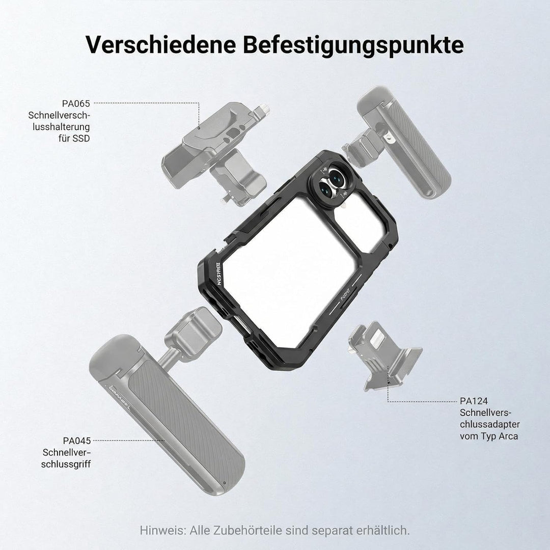 NEEWER Phone Käfig Cage Schnellwechsel Video Rig Handy Stabilisator kompatibel mit iPhone 17, mit 67