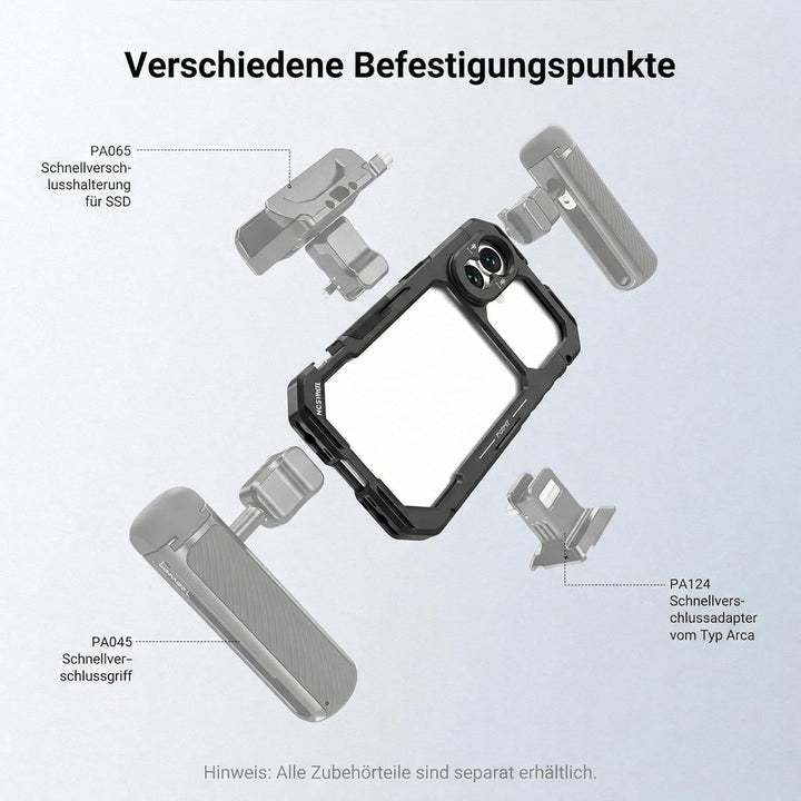 NEEWER Phone Käfig Cage Schnellwechsel Video Rig Handy Stabilisator kompatibel mit iPhone 17, mit 67