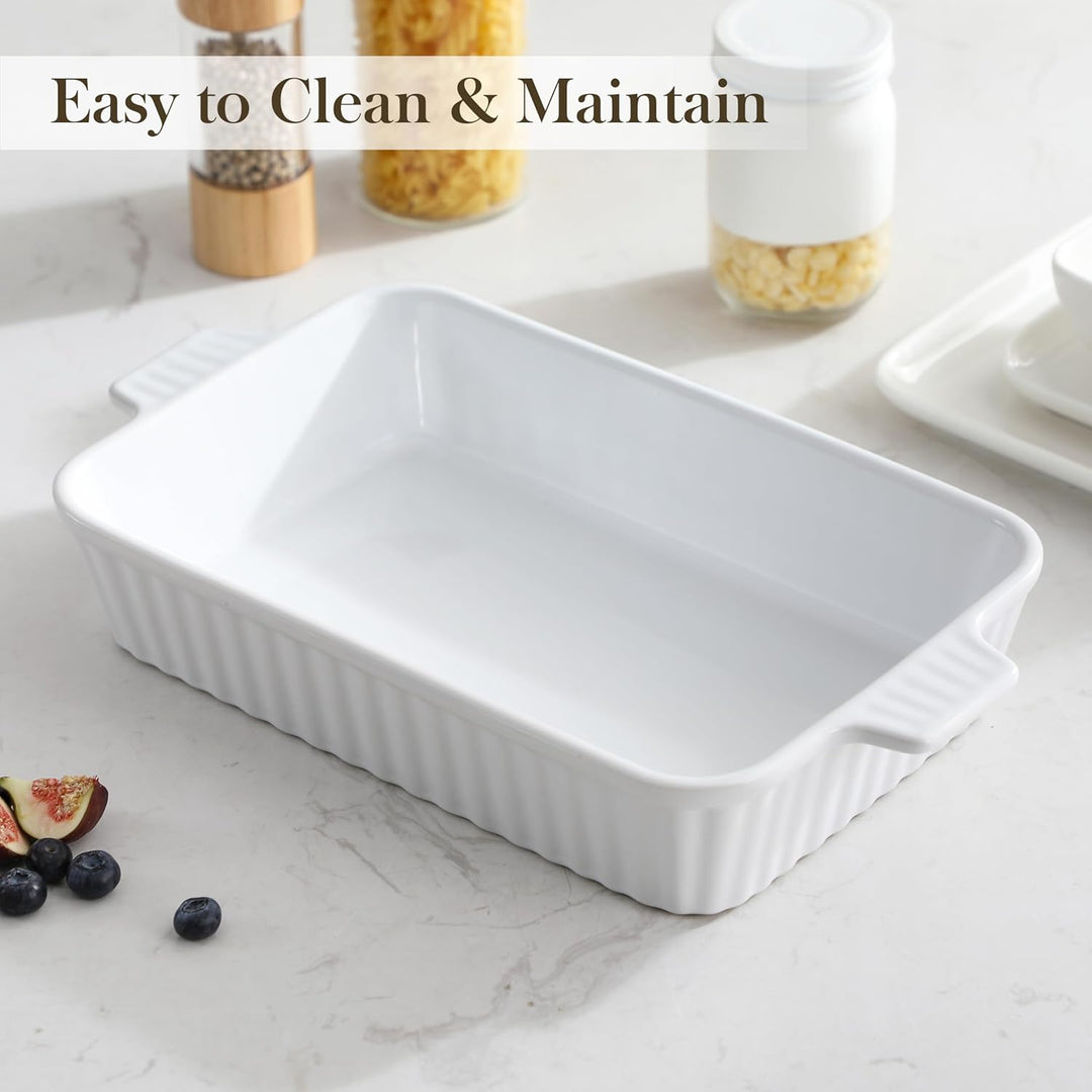 MALACASA, Serie Bake.Bake, Auflaufform gross 37.5 cm mit 3 Liter für 4-6 Personen, Keramik Auflauffo