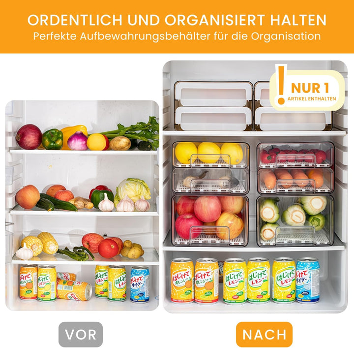 Kühlschrank-Organizer Schublade (1 Stück) – Doppelschichtige, stapelbare Aufschnittbox als transpare