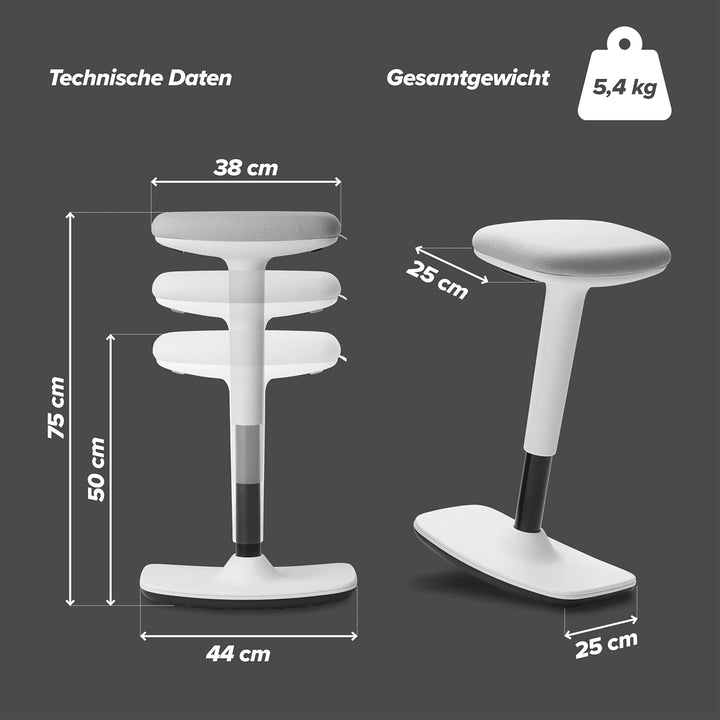 TREND OFFICE to-Swift, Bürohocker, Stehsitz, Stehhilfe, Sitzhocker mit Wippfunktion ergonomisch und