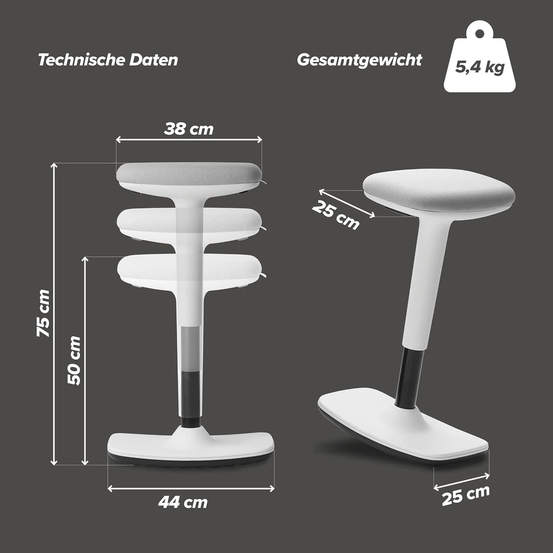 TREND OFFICE to-Swift, Bürohocker, Stehsitz, Stehhilfe, Sitzhocker mit Wippfunktion, rutschfest, erg