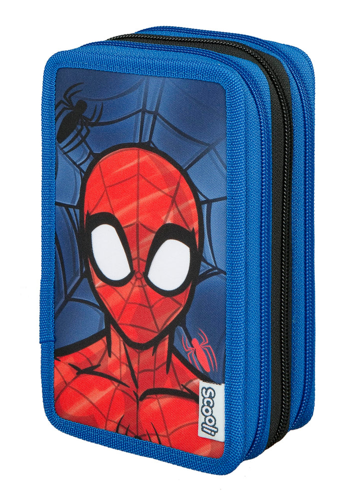 Scooli - Tripledecker Spider Man - Gefülltes Schüleretui mit hochwertigen Stiften & Zubehör - Ideal