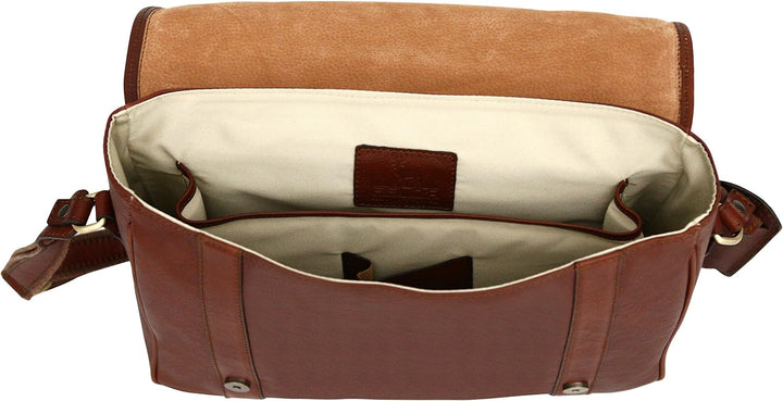 Messenger Bag aus Echtleder mit 13" Laptop-Fach Cognac, Cognac