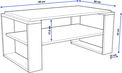 Couchtisch KAJA 96 rechteckiger Kaffeetisch aus Holz Modern Teetisch 96 x 54 x 42cm massiv und stabi