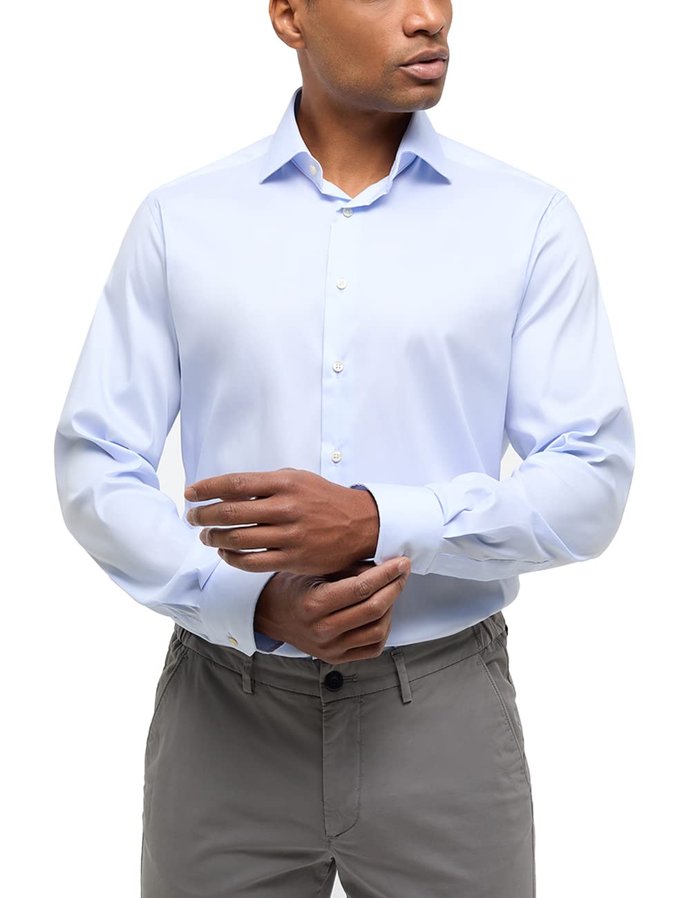 eterna Modern Fit Hemd Performence Langarm New Kent Stretch weiss 45 Aqua, 45 Aqua