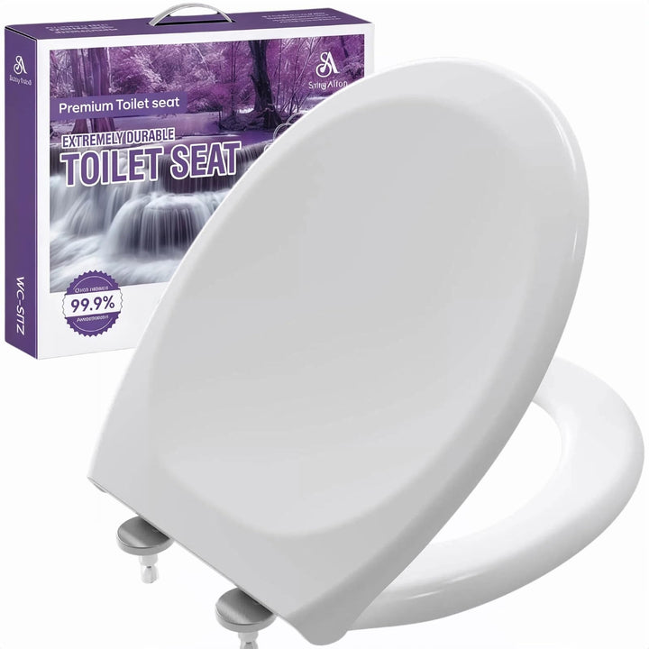 Toilettendeckel WC Sitz mit Absenkautomatik, Quick-Release Funktion für Einfache Reinigung, O Form W