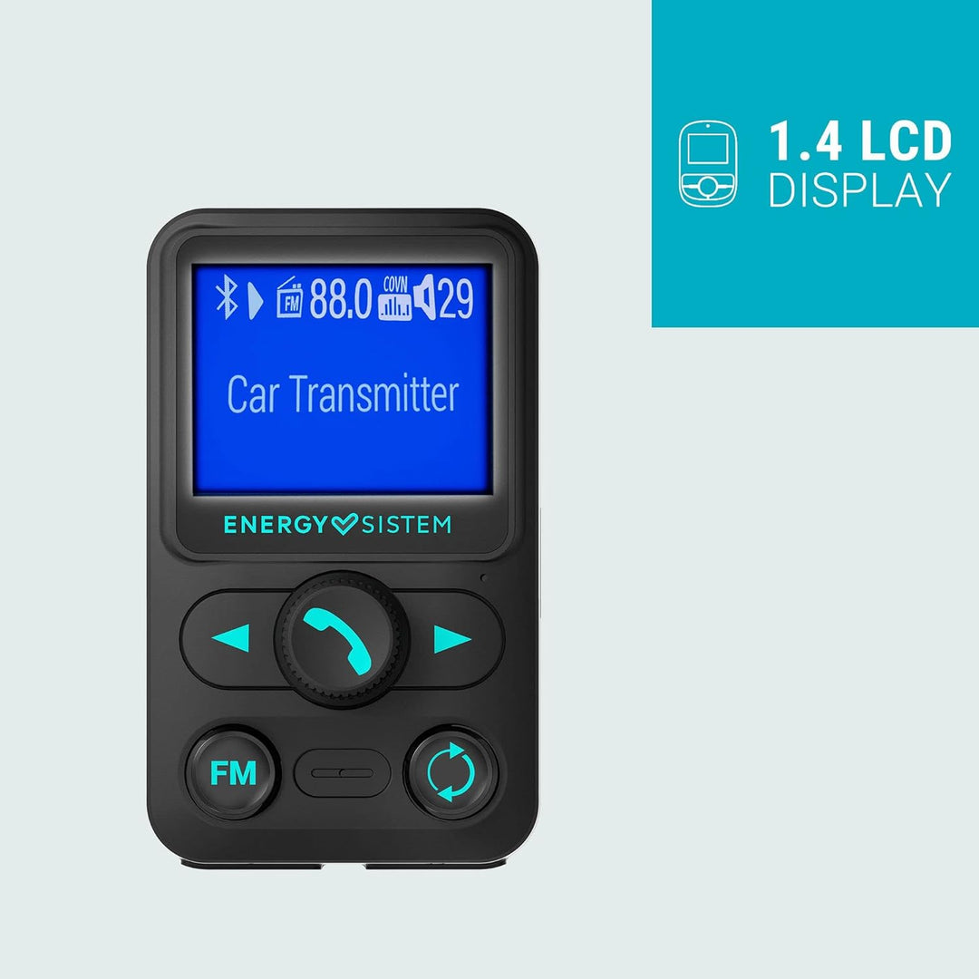 Energy Sistem Car Transmitter FM Xtra (FM-Transmitter zum Musikhören im Auto, 1,4" LCD, Bluetooth®,