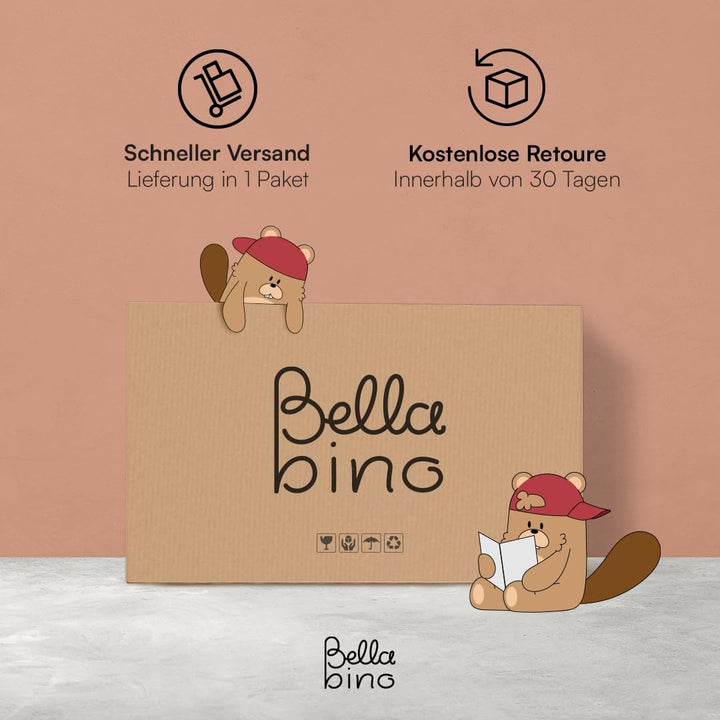 Bellabino Teme Bücherregal Kinderzimmer – Kinderbücherregal mit 4 Fächern – Montessori Bücherregal m