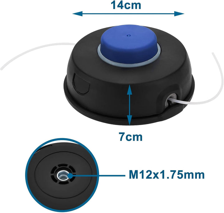 M12 X 1,75mm Trimmerkopf mit Nylonfaden für Rasenmäher Abnehmbarer Ersatz für Unkrautstecher aus Kun