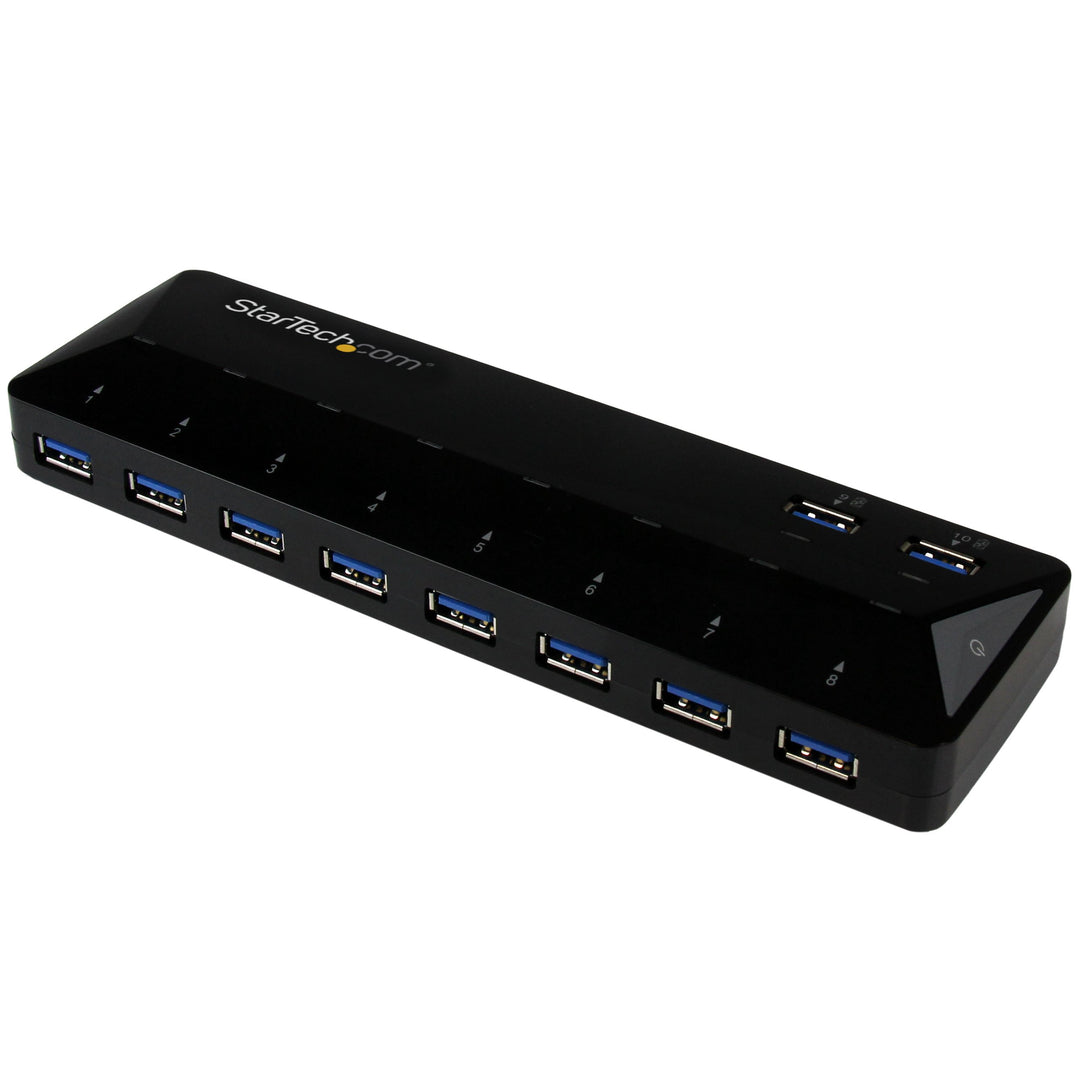 StarTech.com 10 Port USB 3.0 Hub mit Lade- und Sync Port - 2 x 1,5A Ports - Desktop Hub und Schnelll