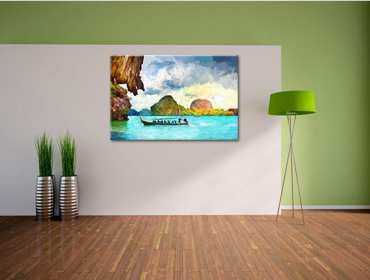Pixxprint Thailand Phuket Playa Paradisiaca Kunst Pinsel Effekt, Format: 100x70 auf Leinwand, 100x70