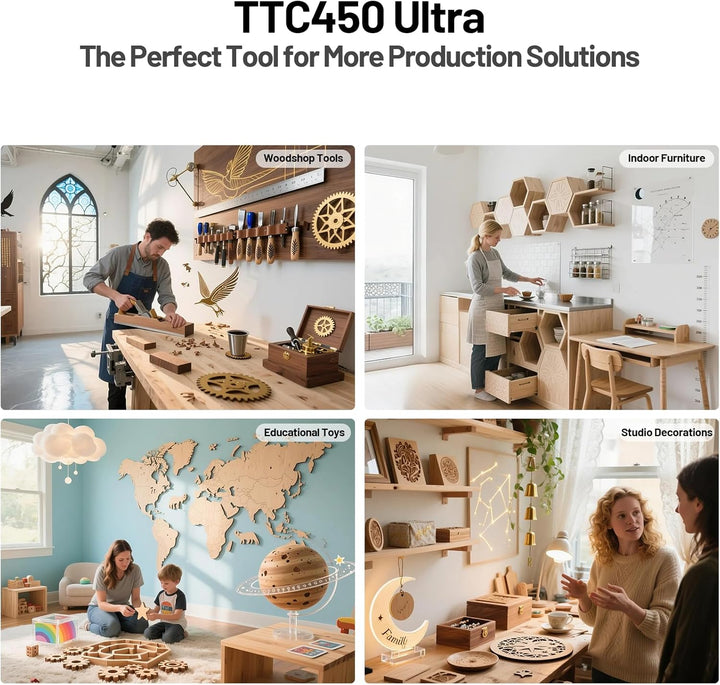 Twotrees TTC450 Ultra 500W CNC Fräsmaschine, umschaltbar zwischen CNC und Lasergravur Modus, mit 3,5