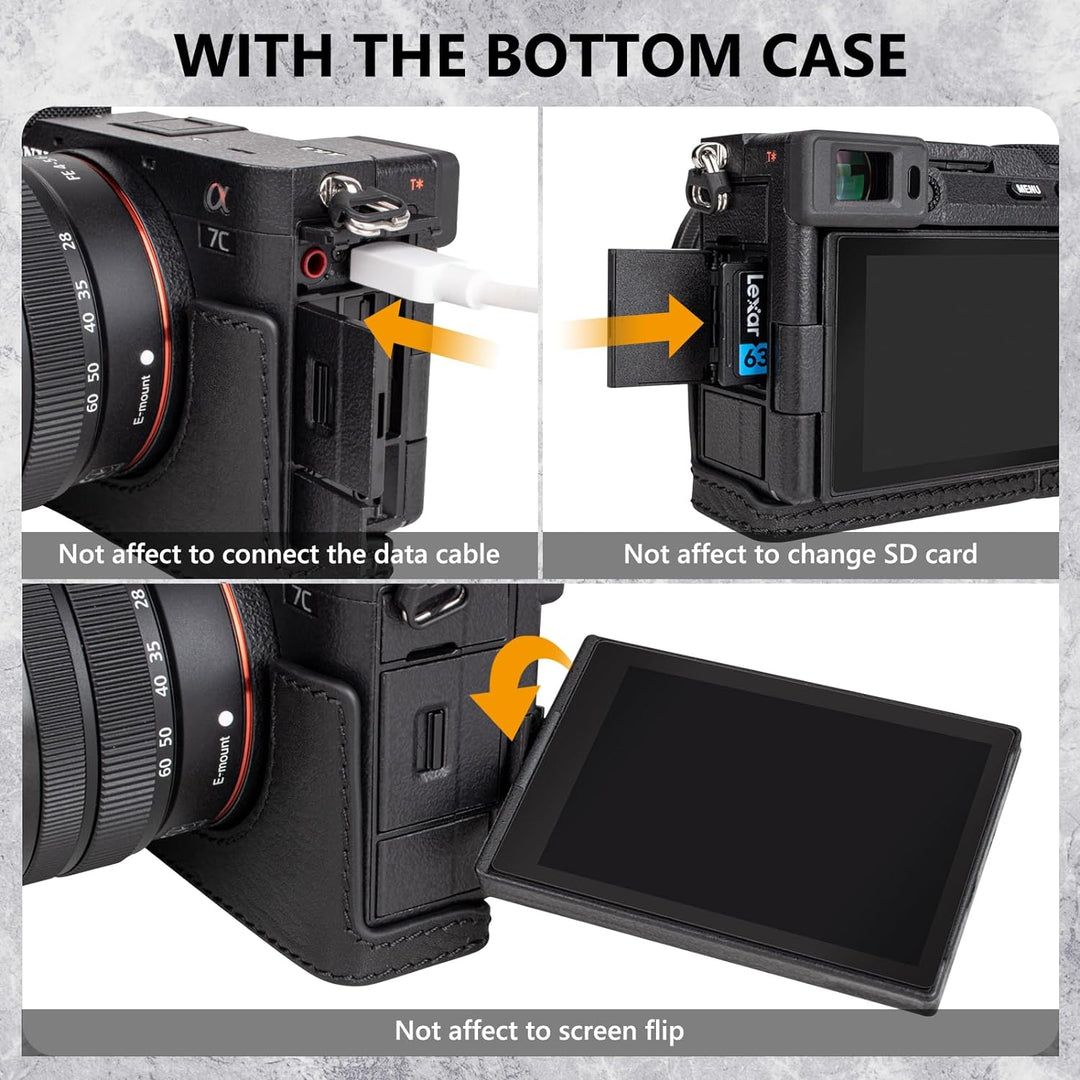 MUZIRI KINOKOO Alpha 7C II Hülle, Retro Stil Echtleder Tasche für Sony A7C II/Alpha 7C Mark II Kamer