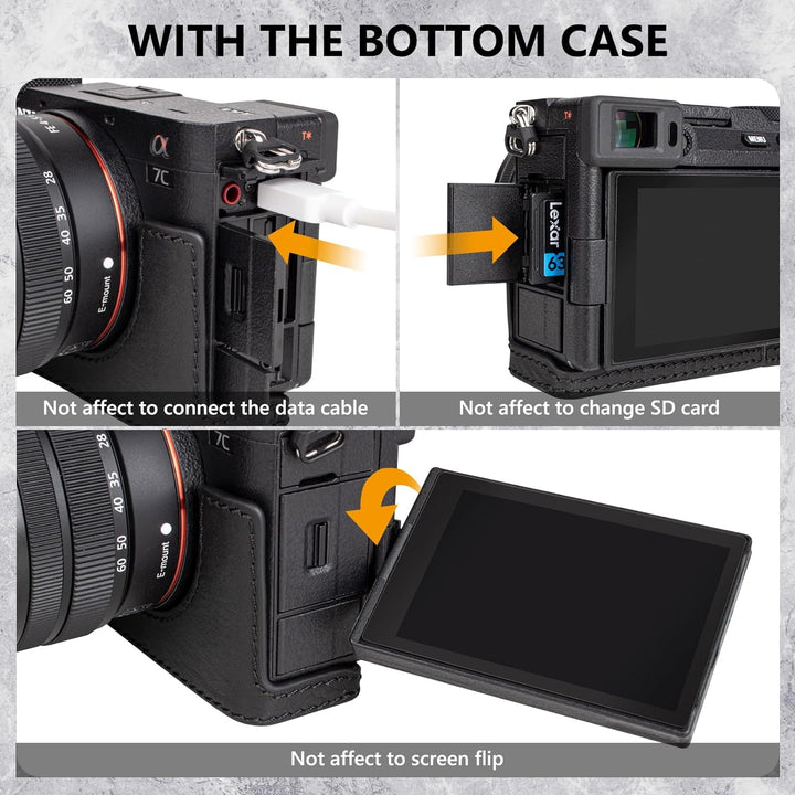 MUZIRI KINOKOO Alpha 7C II Hülle, Retro Stil Echtleder Tasche für Sony A7C II/Alpha 7C Mark II Kamer
