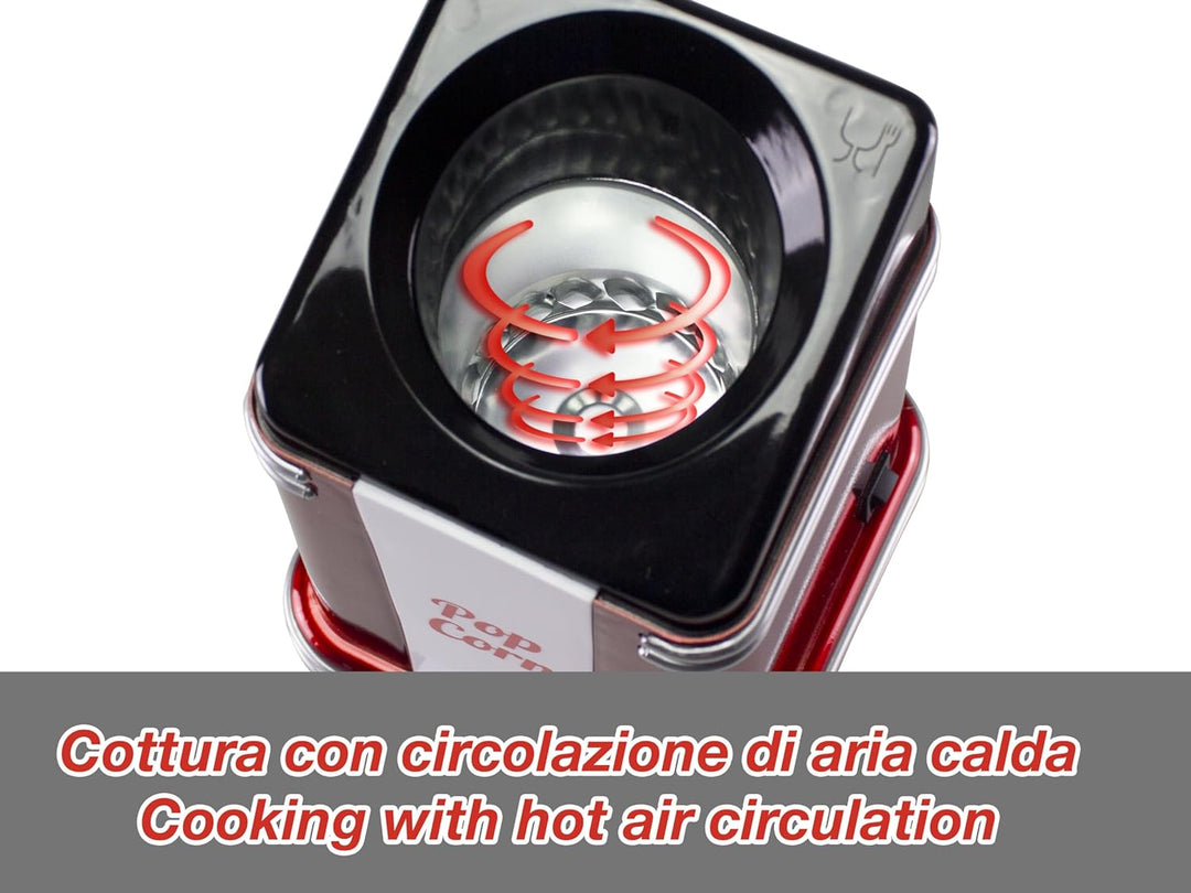 Beper - Popcorn-Maschine, 3 Minuten Popcorn, fettfrei, Heissluftzirkulation, Leistung 1200 W Rot (En