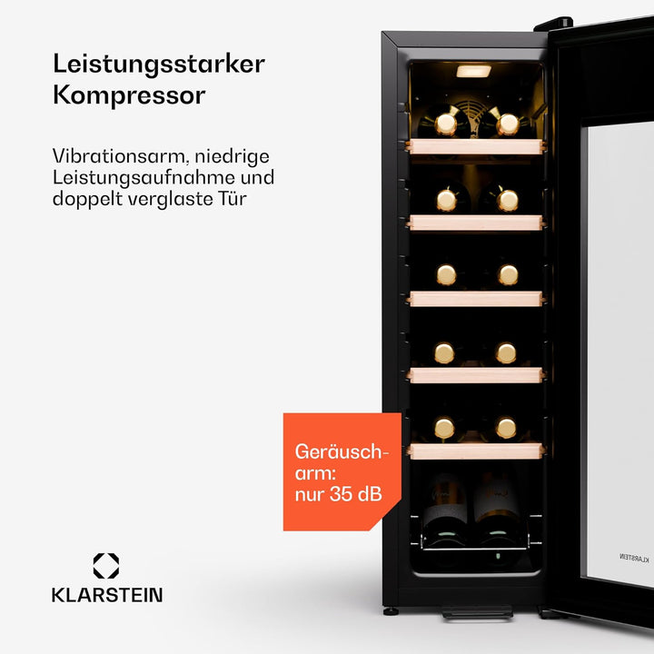 Klarstein Weinkühlschrank, 1 Zone Getränkekühlschrank, Indoor/Outdoor Kühlschrank, Freistehender Fla