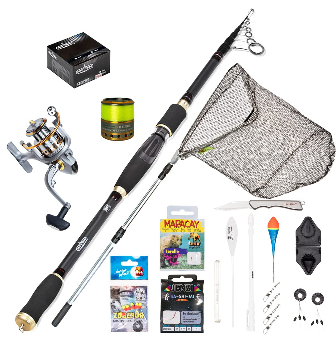 MiRoeFishing Angelset komplett Ready to Fish Allround Angelcombo inkl. Angelrute Rolle Schnur Angelb