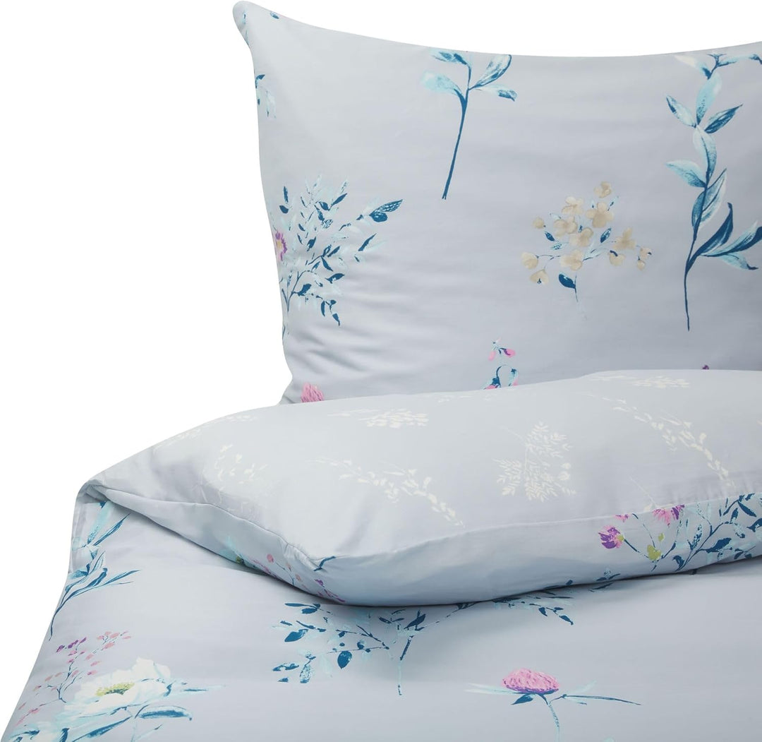 Bettwäsche Set hellblau 3-teilig Komfortgrösse 155x220 cm mit Knöpfen Evergreen