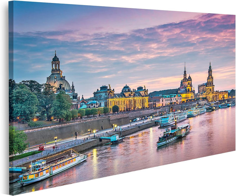 Bild auf Leinwand Dresden Deutschland Über Der Elbe Wandbild Poster Kunstdruck Bilder Format: 100x57