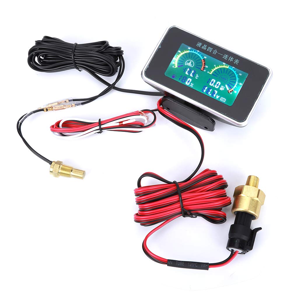 4-in-1 Auto LCD Digital LCD Instrument, Öldruckanzeige Voltmeter Kraftstoffanzeige Wassertemperatura