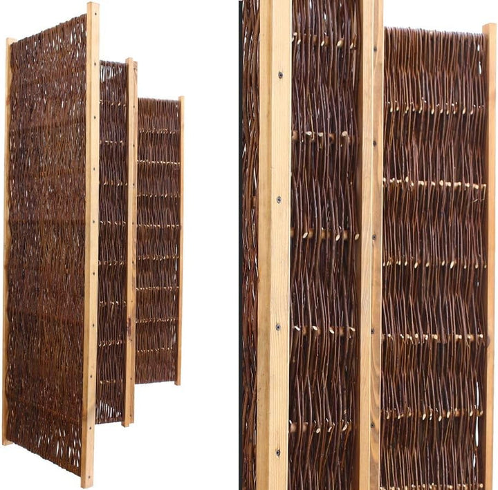 Spanische Wand Raumteiler 4teilig 150 x 240cm aus Weide - Hochwertiger Sicht- und Windschutz aus Wei