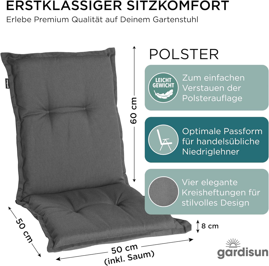 gardisun Gartenstuhlauflagen Niedriglehner I Extra Dicke Sitzauflagen I Made in Europe I Ideale Stuh