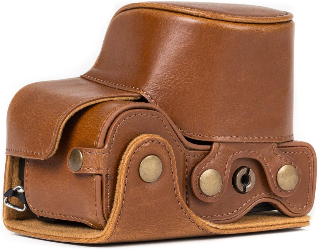 MegaGear Sony Alpha A6500 (16-50 mm) Ever Ready Leder Kamera-Case mit Trageriemen und Batteriezugang