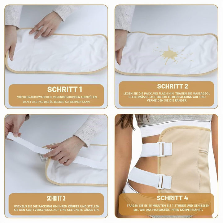 Castor Oil Pack, Wiederverwendbare Castor Oil Pack Wrap Organicmit Klettverschluss Taille Gürtel für