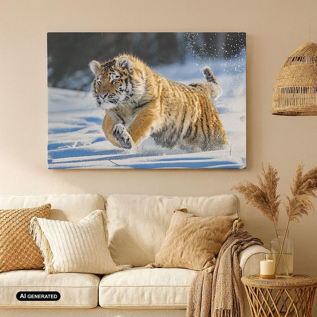 ARTTOR Bilder auf Leinwand 100x70cm Leinwandbild mit Rahmen tiger tier Gross Wanddeko Bild Schlafzim