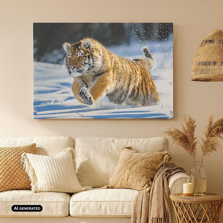 ARTTOR Bilder auf Leinwand 100x70cm Leinwandbild mit Rahmen tiger tier Gross Wanddeko Bild Schlafzim